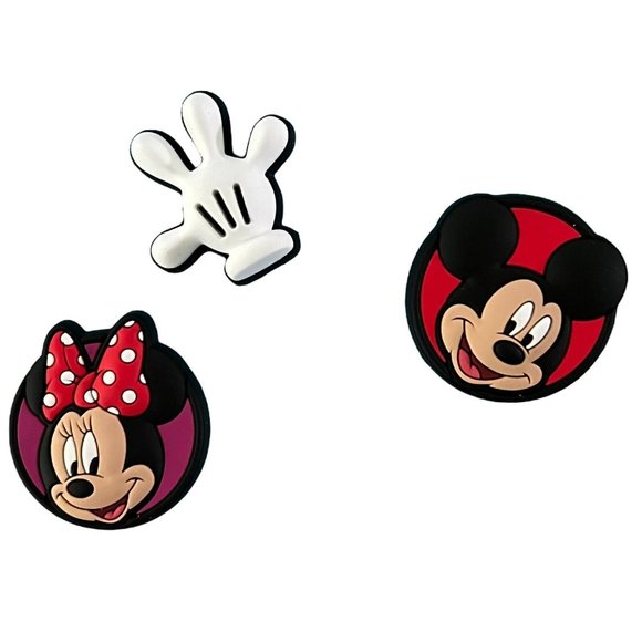 Crocs Jibitz Disney Icons Mickey & Friends Minnie, Glove, Mickey Mouse 3 Pk NEW - Picture 2 of 4